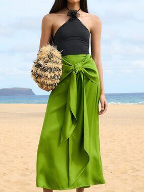 Silvia Tcherassi Trento Green Tie Midi Skirt